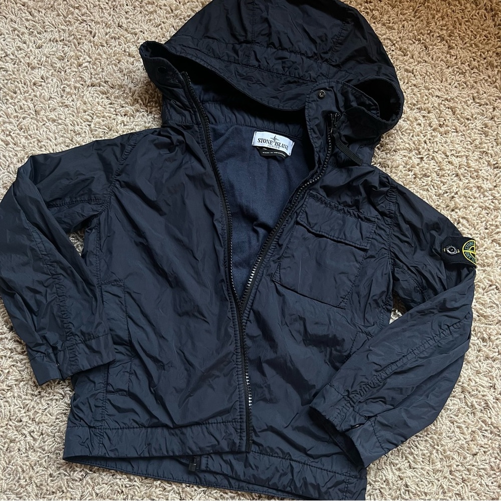 Stone Island Junior Kids Navy Hooded Lined Windbreaker Jacket